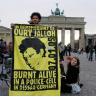 in rememberance of oury jalloh - in front of the brandenburger tor, berlin