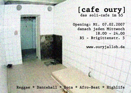 [cafe oury] das soli-cafe im b5, st. pauli, afro-beat, soca, dancehall, reggae, highlife, zouk, hip-hop, funk, soul